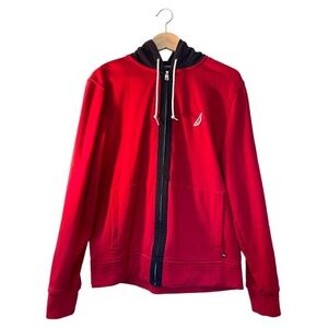 NAUTICA MEN'S COTTON FULL ZIP UP HOODIE/JACKET. Color: Red. Size: Medium